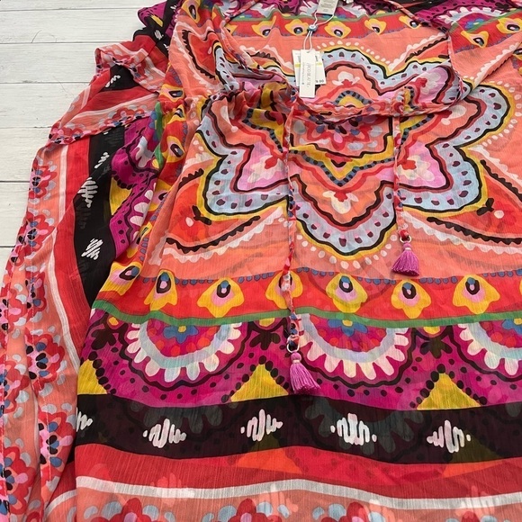 Bleu Rod Beattie Go For Bold Chiffon Caftan Cover Up dress women flowy boho - Picture 6 of 6